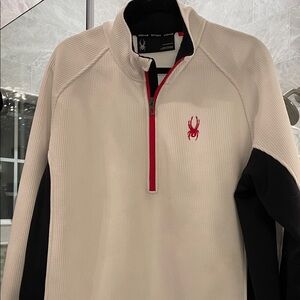 Spyder White and Black Quarter-Zip Pullover